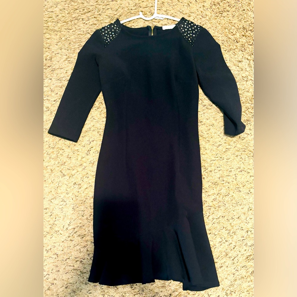 Women’s Elegant Favori Black Dress with Studded Shoulders